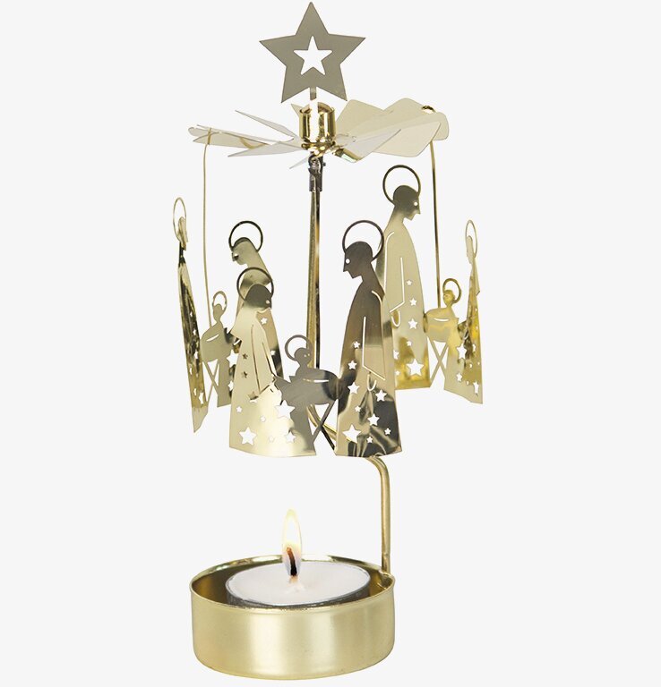 Änglaspel Krubba familj från Pluto Produkter med ljus