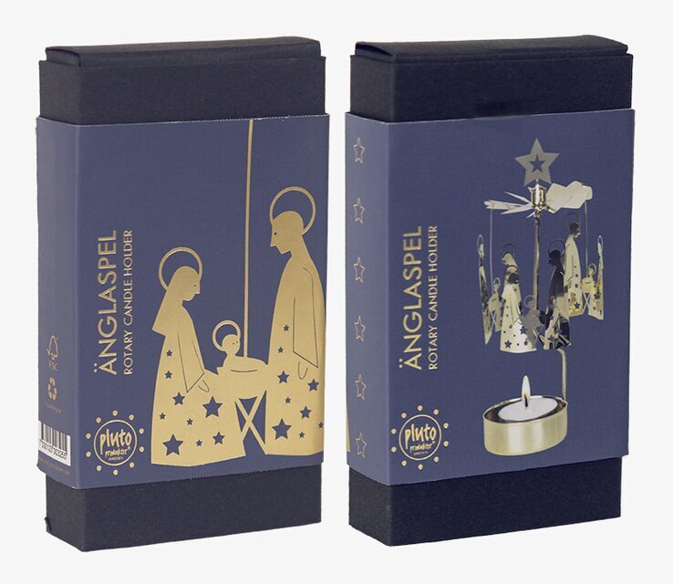 Änglaspel Krubba familj från Pluto Produkter med värmeljus