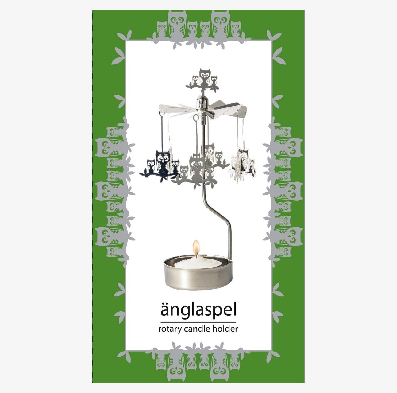 Änglaspel Uggla från Pluto Produkter, snurrande ljushållare