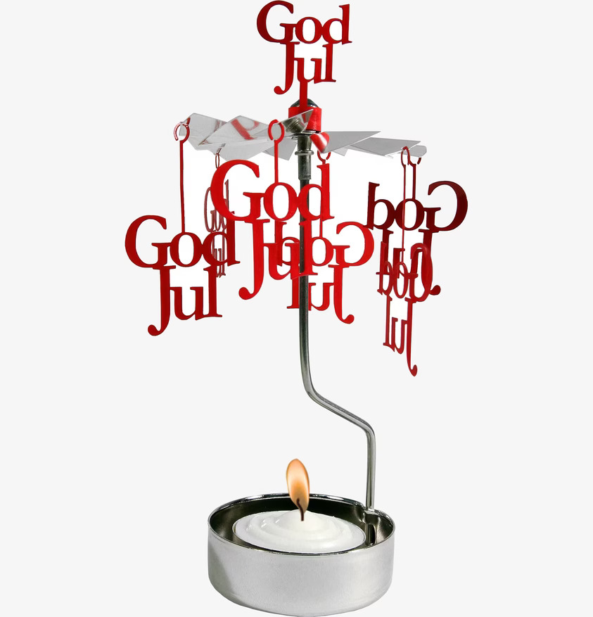 Änglaspel God Jul från Pluto Produkter med röd text och ljus