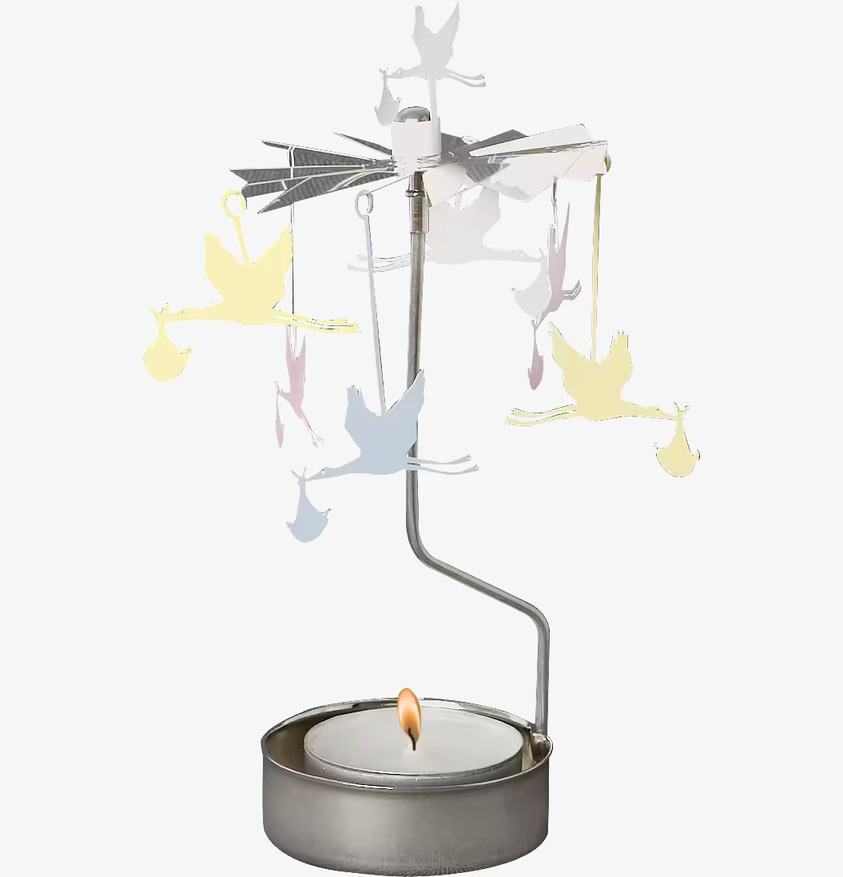 Änglaspel Bebisdags från Pluto Produkter med roterande storkar