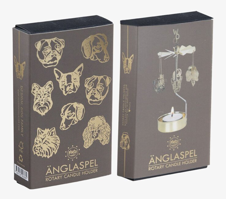 Änglaspel Hundfamilj Guld från Pluto Produkter i kartong