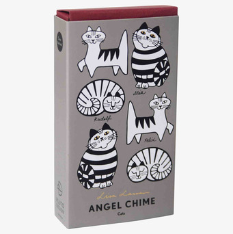 Bild på stilren förpackning med tecknade katter och hantverk