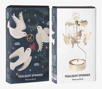 Foto: Tealight spinner med fredssymbol och duvor 55